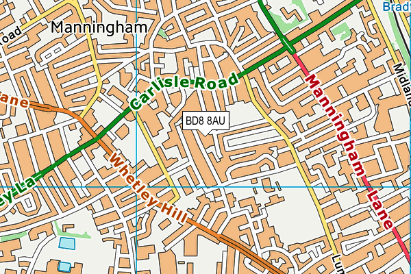 BD8 8AU map - OS VectorMap District (Ordnance Survey)