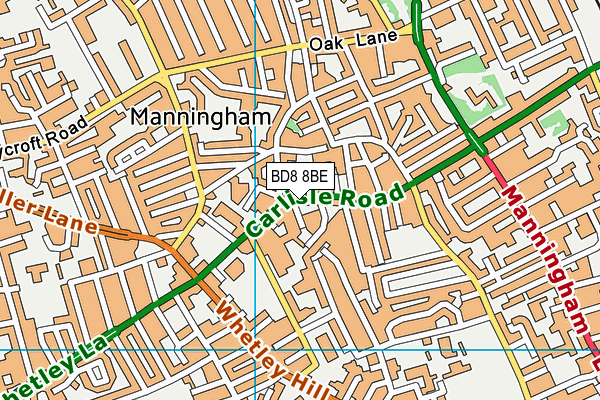 BD8 8BE map - OS VectorMap District (Ordnance Survey)