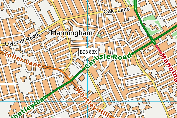 BD8 8BX map - OS VectorMap District (Ordnance Survey)