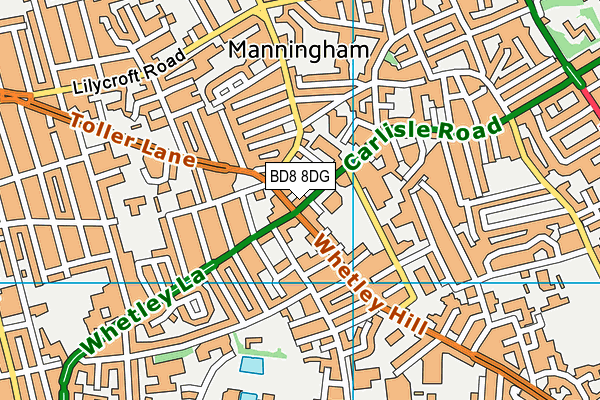 BD8 8DG map - OS VectorMap District (Ordnance Survey)