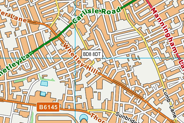 BD8 8DT map - OS VectorMap District (Ordnance Survey)