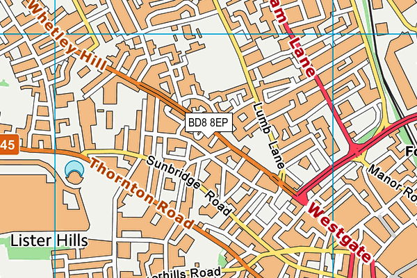 BD8 8EP map - OS VectorMap District (Ordnance Survey)