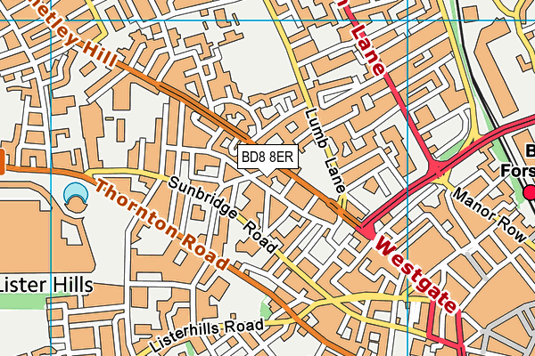 BD8 8ER map - OS VectorMap District (Ordnance Survey)