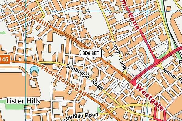 BD8 8ET map - OS VectorMap District (Ordnance Survey)