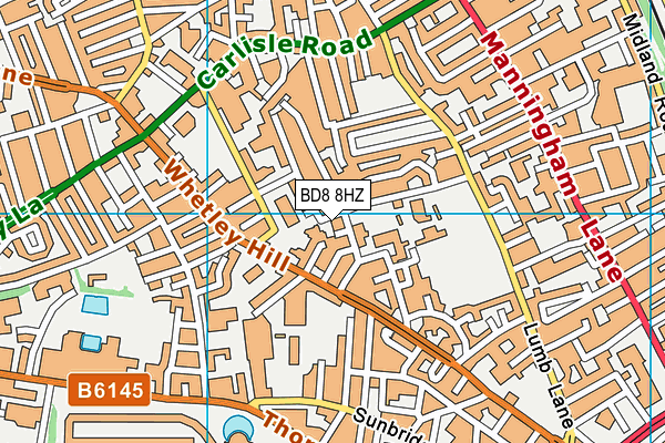 BD8 8HZ map - OS VectorMap District (Ordnance Survey)