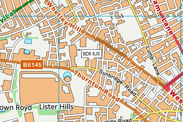 BD8 8JS map - OS VectorMap District (Ordnance Survey)