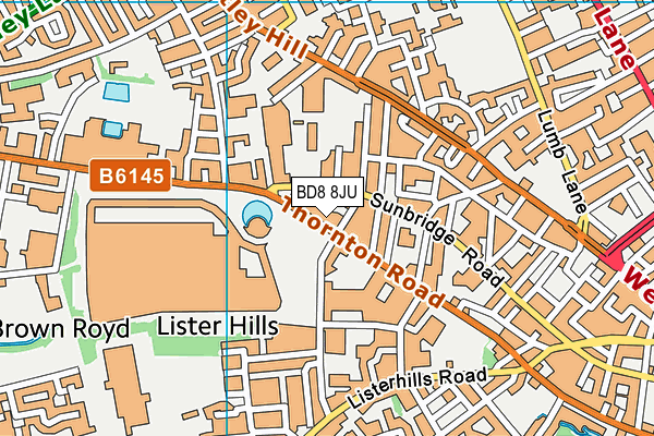 BD8 8JU map - OS VectorMap District (Ordnance Survey)