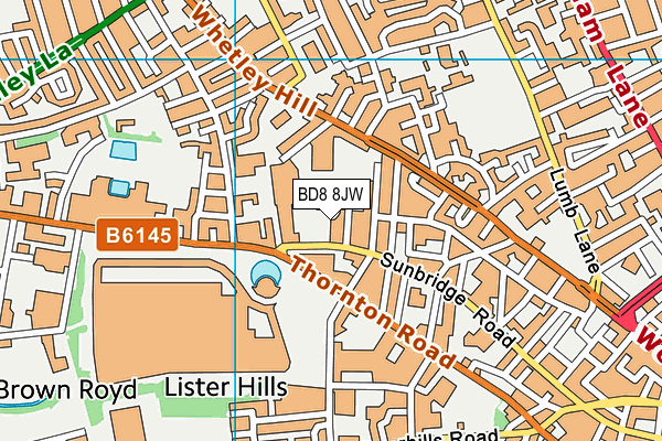 BD8 8JW map - OS VectorMap District (Ordnance Survey)