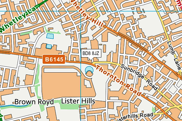 BD8 8JZ map - OS VectorMap District (Ordnance Survey)