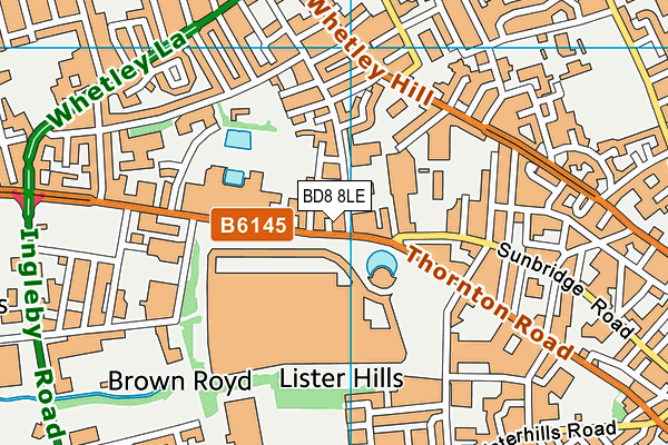 BD8 8LE map - OS VectorMap District (Ordnance Survey)