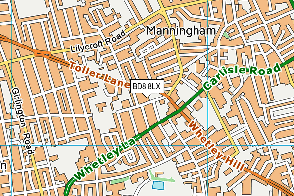 BD8 8LX map - OS VectorMap District (Ordnance Survey)