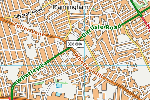 BD8 8NA map - OS VectorMap District (Ordnance Survey)