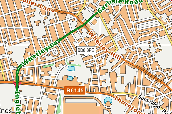 BD8 8PE map - OS VectorMap District (Ordnance Survey)