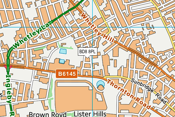 BD8 8PL map - OS VectorMap District (Ordnance Survey)