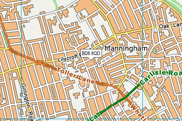BD8 8QD map - OS VectorMap District (Ordnance Survey)