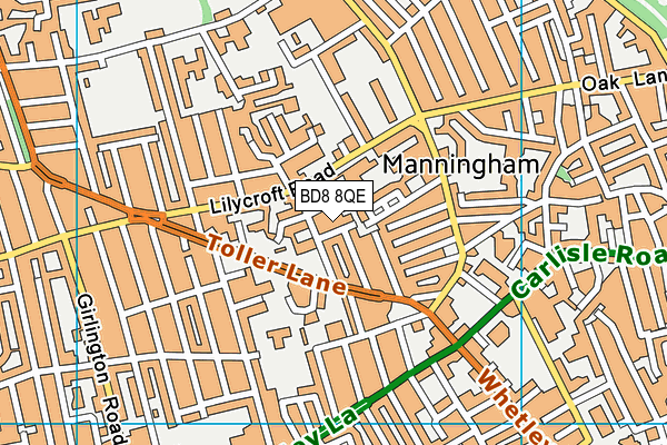 BD8 8QE map - OS VectorMap District (Ordnance Survey)