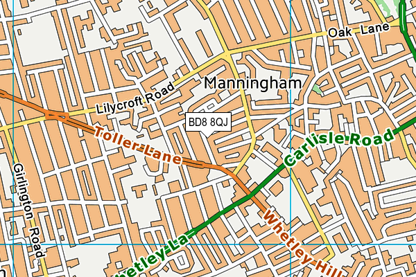 BD8 8QJ map - OS VectorMap District (Ordnance Survey)