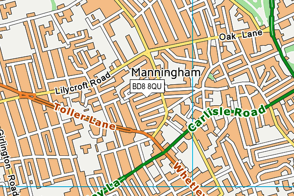 BD8 8QU map - OS VectorMap District (Ordnance Survey)