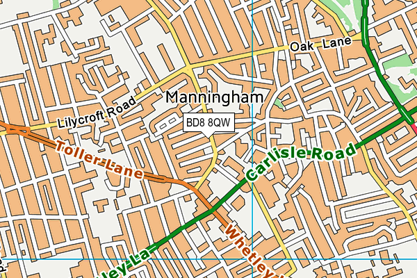 BD8 8QW map - OS VectorMap District (Ordnance Survey)