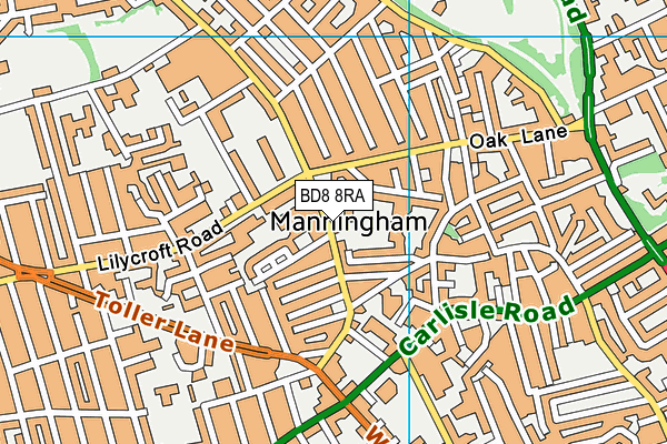 BD8 8RA map - OS VectorMap District (Ordnance Survey)