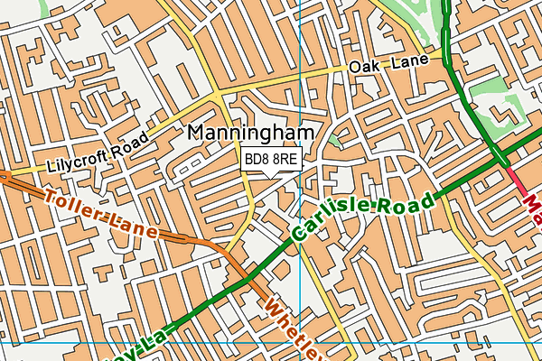 BD8 8RE map - OS VectorMap District (Ordnance Survey)