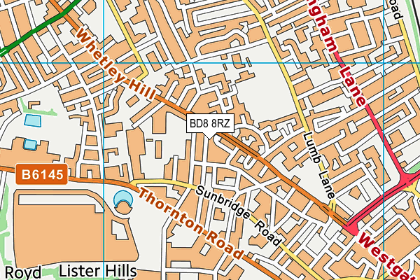 BD8 8RZ map - OS VectorMap District (Ordnance Survey)