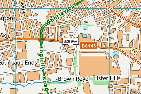 BD8 9AA map - OS VectorMap District (Ordnance Survey)