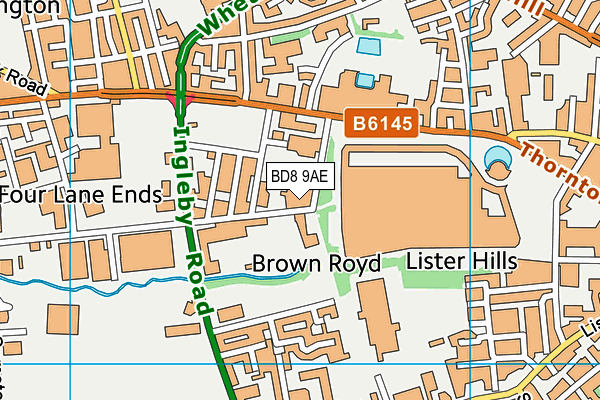 BD8 9AE map - OS VectorMap District (Ordnance Survey)