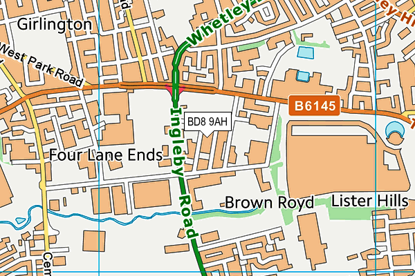 BD8 9AH map - OS VectorMap District (Ordnance Survey)