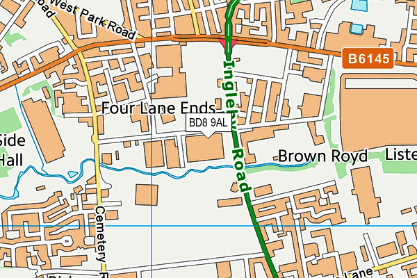 BD8 9AL map - OS VectorMap District (Ordnance Survey)