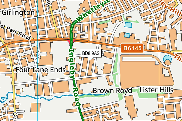 BD8 9AS map - OS VectorMap District (Ordnance Survey)