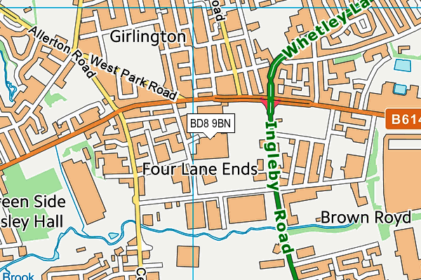 BD8 9BN map - OS VectorMap District (Ordnance Survey)