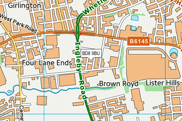 BD8 9BU map - OS VectorMap District (Ordnance Survey)