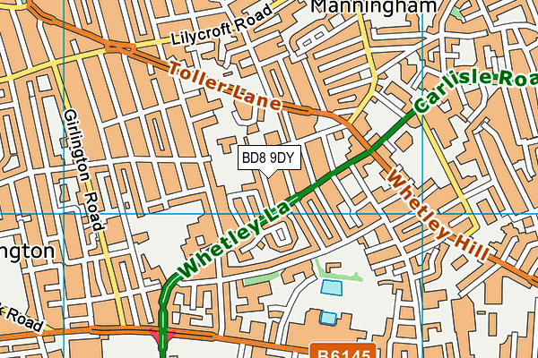 BD8 9DY map - OS VectorMap District (Ordnance Survey)