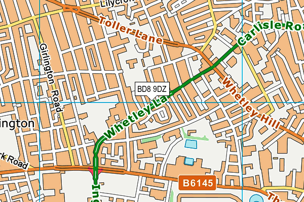 BD8 9DZ map - OS VectorMap District (Ordnance Survey)