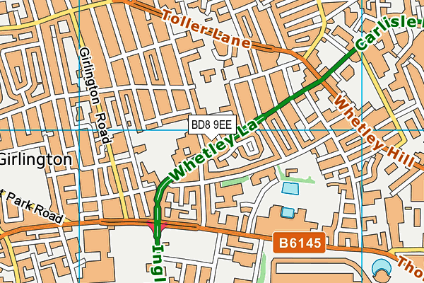 BD8 9EE map - OS VectorMap District (Ordnance Survey)