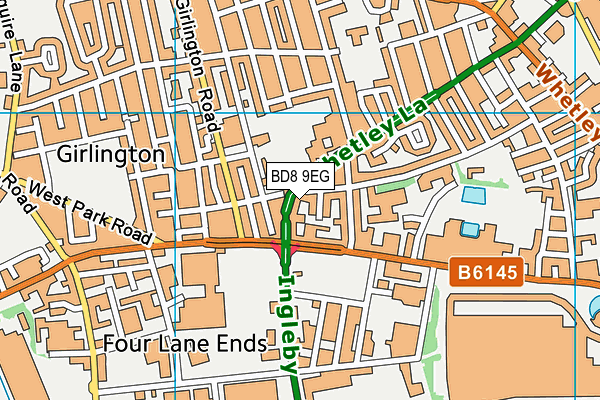 BD8 9EG map - OS VectorMap District (Ordnance Survey)