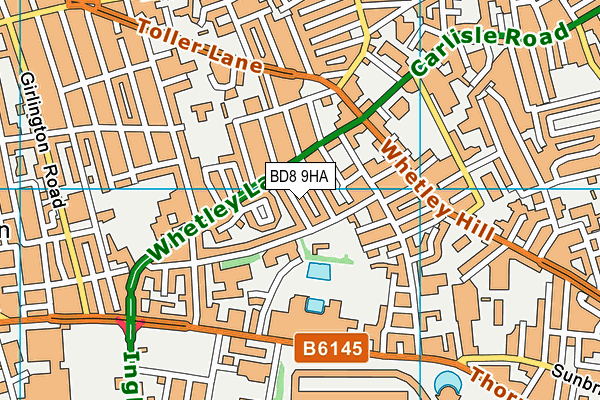 BD8 9HA map - OS VectorMap District (Ordnance Survey)