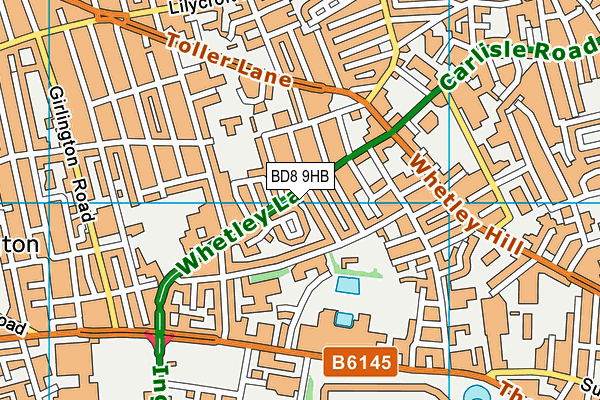 BD8 9HB map - OS VectorMap District (Ordnance Survey)