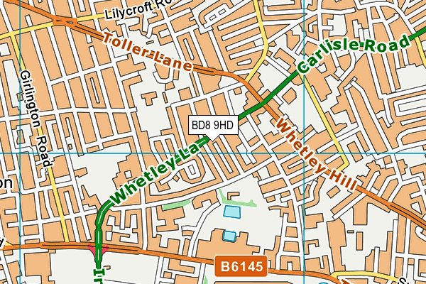 BD8 9HD map - OS VectorMap District (Ordnance Survey)