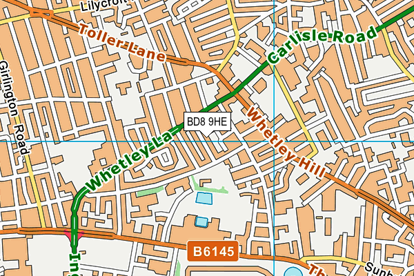 BD8 9HE map - OS VectorMap District (Ordnance Survey)