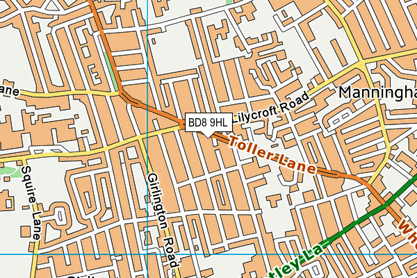 BD8 9HL map - OS VectorMap District (Ordnance Survey)