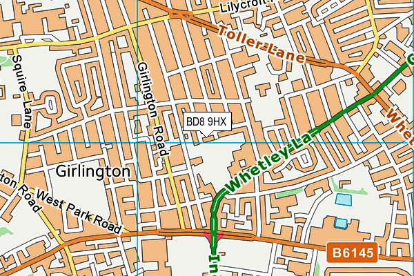 BD8 9HX map - OS VectorMap District (Ordnance Survey)