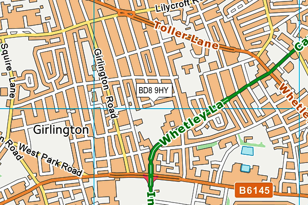 BD8 9HY map - OS VectorMap District (Ordnance Survey)