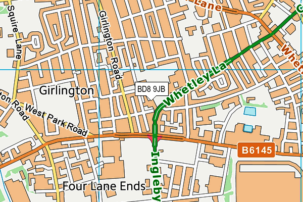 BD8 9JB map - OS VectorMap District (Ordnance Survey)