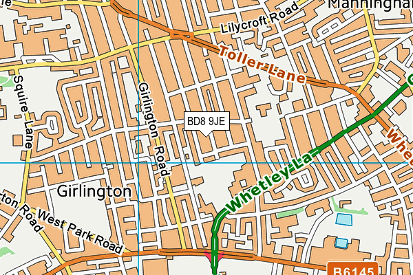 BD8 9JE map - OS VectorMap District (Ordnance Survey)