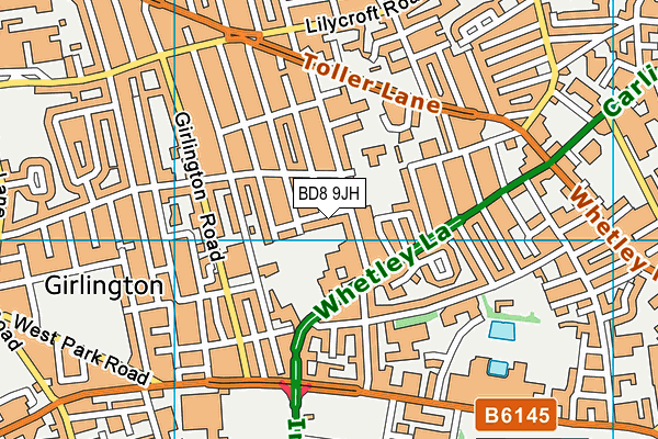 BD8 9JH map - OS VectorMap District (Ordnance Survey)