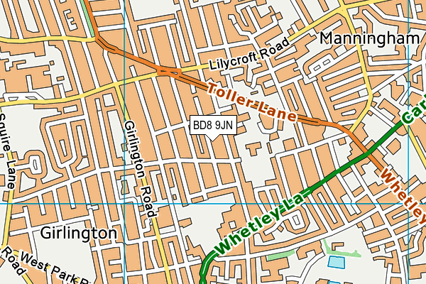 BD8 9JN map - OS VectorMap District (Ordnance Survey)