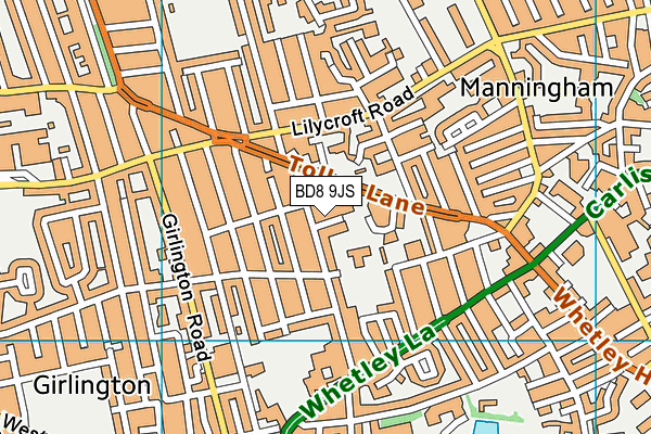 BD8 9JS map - OS VectorMap District (Ordnance Survey)