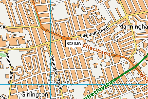 BD8 9JW map - OS VectorMap District (Ordnance Survey)
